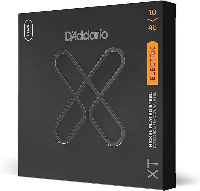 D'Addario Electric Guitar Strings, XT Nickel Coated, XTE1046-3P, Regular Light Gauge 10-46, 6-String Set, Pack of 3