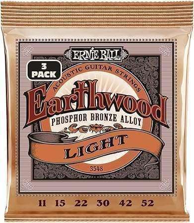 Earthwood Light Phosphor Bronze Acoustic Guitar Strings 3 Pack, 11-52