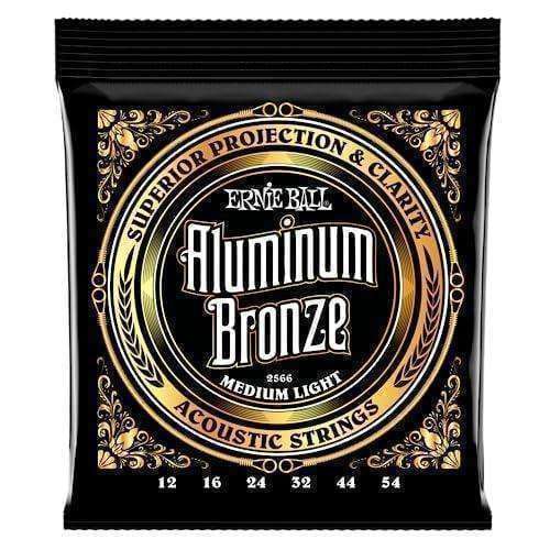 Ernie Ball Aluminum Bronze Medium Light Acoustic Guitar Strings, 12-54 Gauge (P02566)