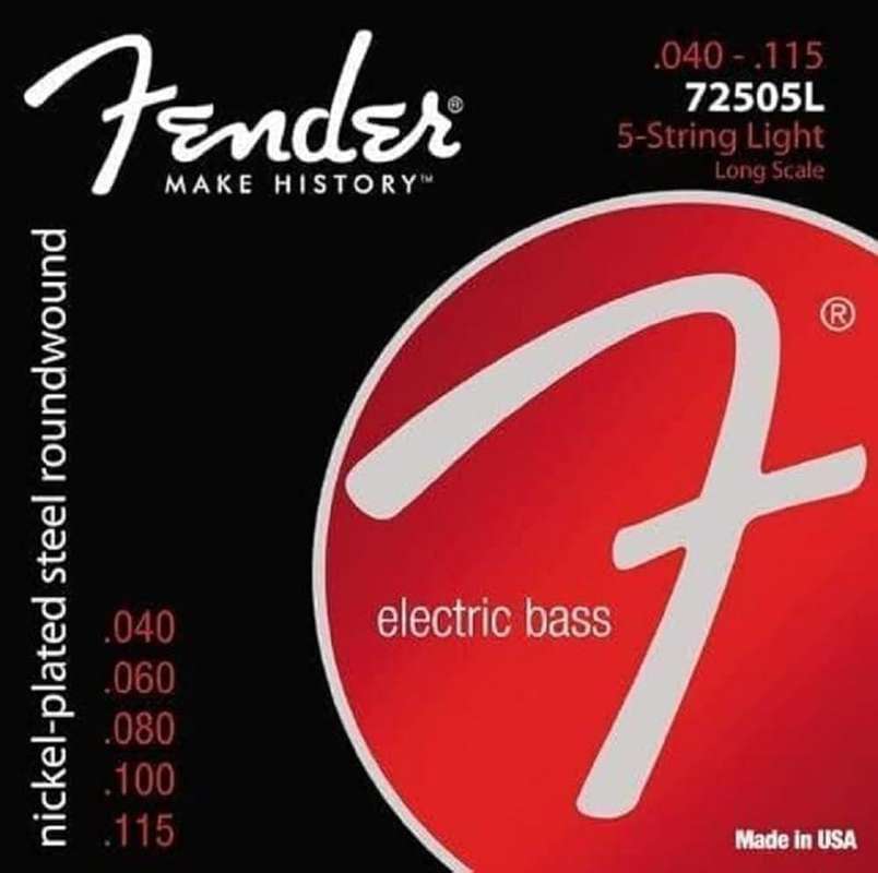Fender 7250 Bass Strings, Stocking Stuffers, Nickel Plated Steel Roundwound, Long Scale, 7250-5L .040-.11