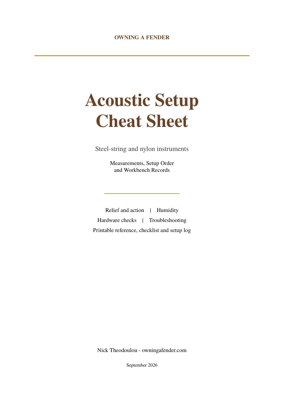 Acoustic Guitar Setup Cheat Sheet