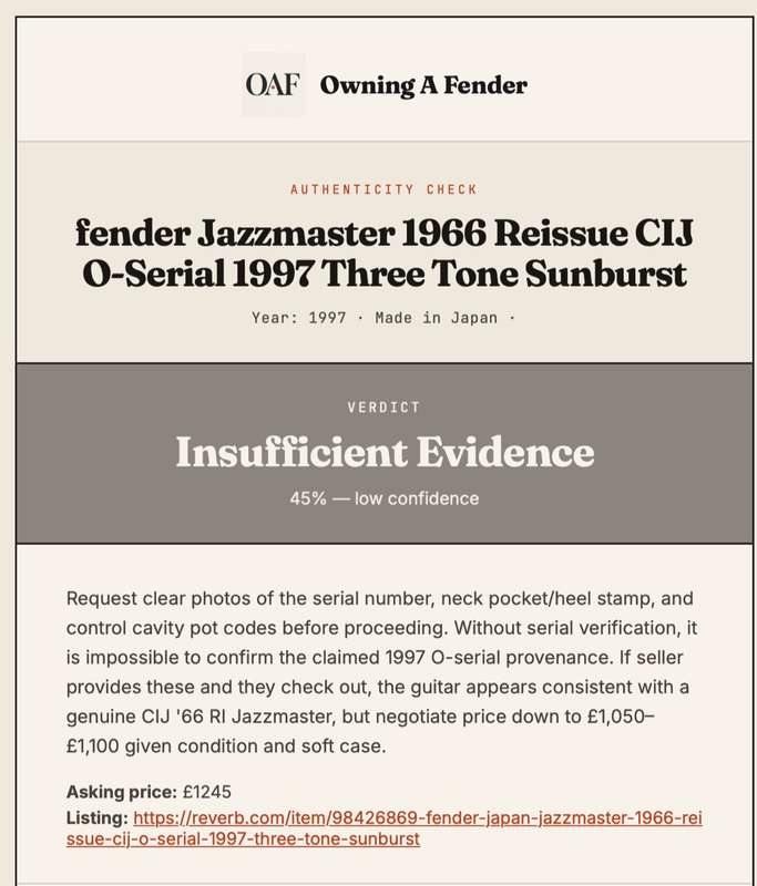 Sample authenticity report header showing verdict, risk level, and summary
