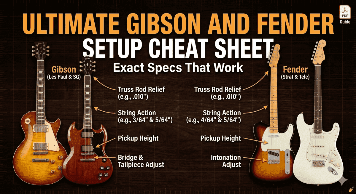 Gibson And Fender Setup Cheat Sheet: Exact Specs That Work - BUNDLE