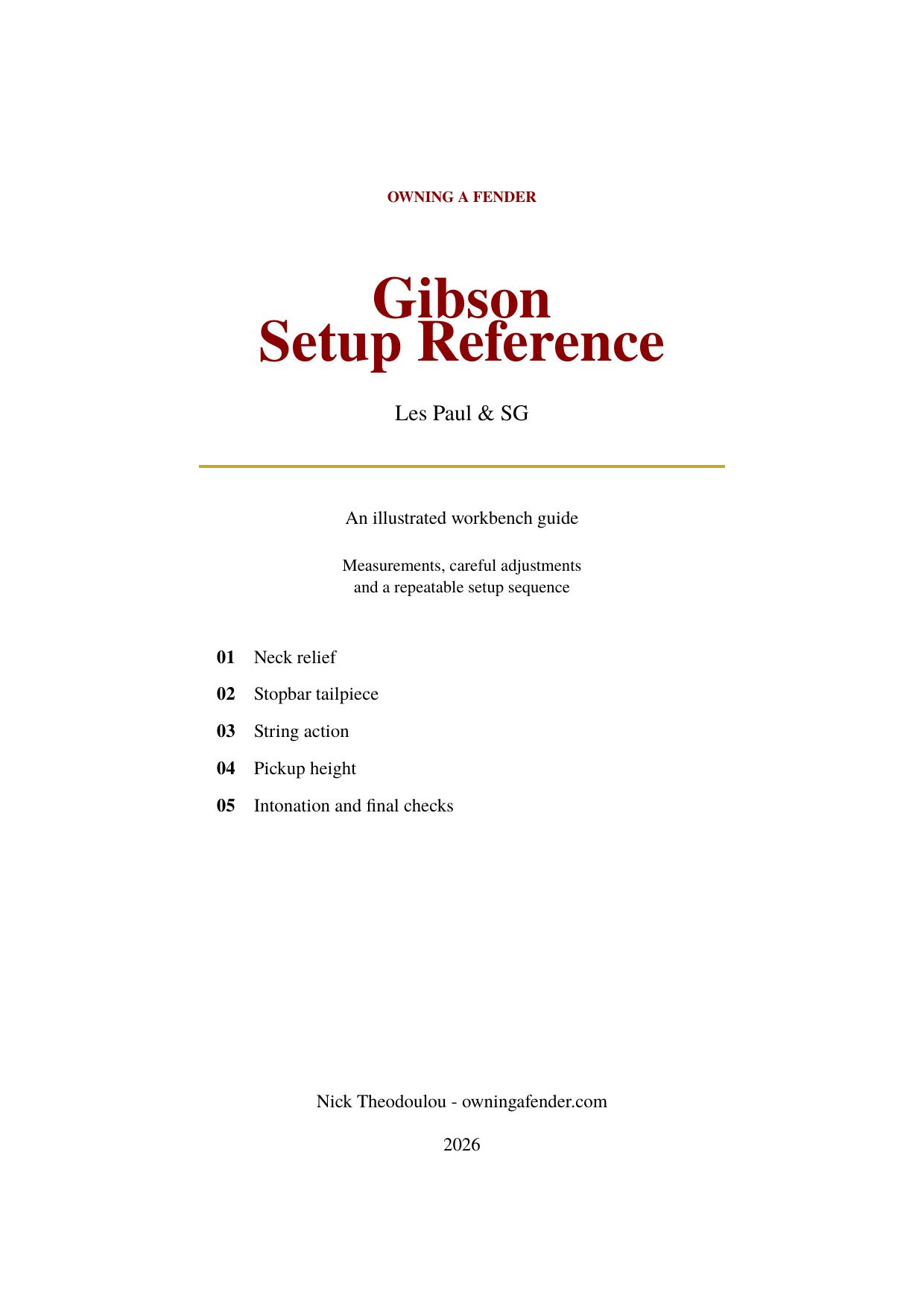 Gibson Setup Cheat Sheet: Les Paul & SG Setup Reference
