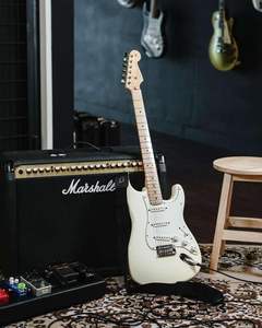 Collection of various Fender guitar models including Stratocaster and Telecaster