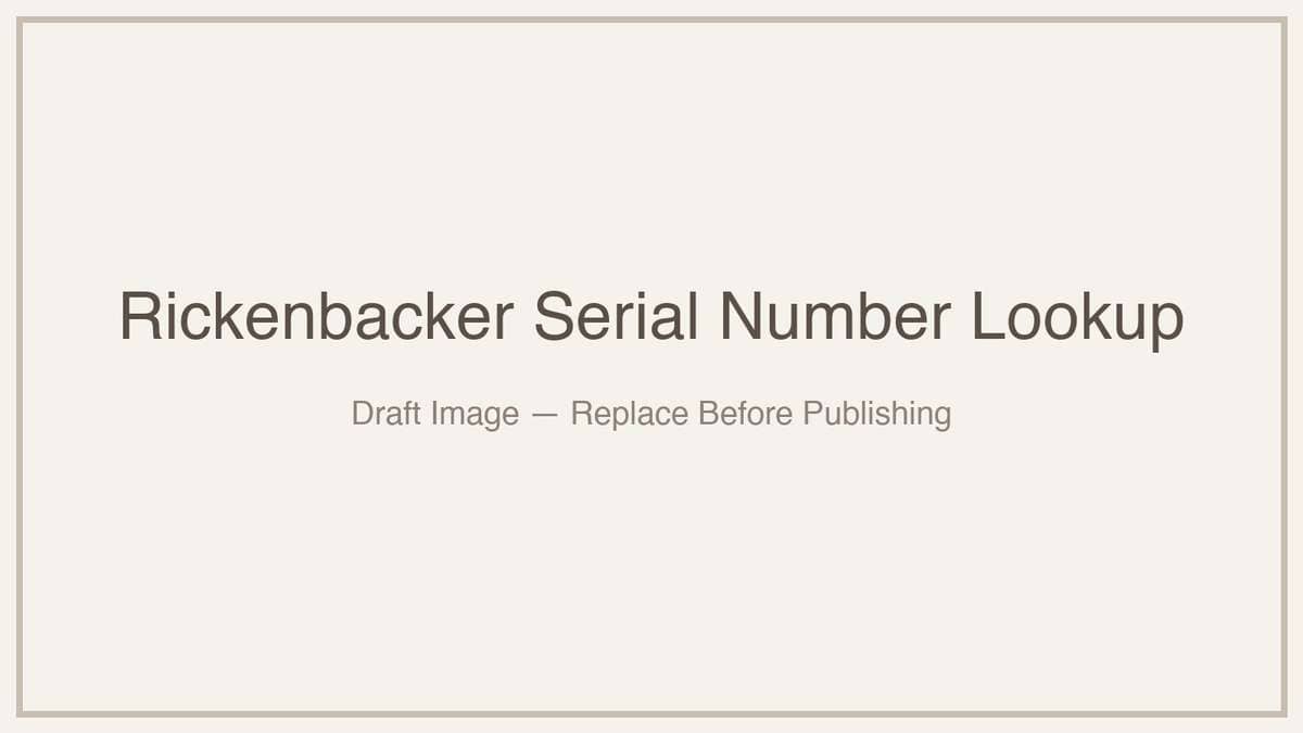 Rickenbacker Serial Number Lookup Guide